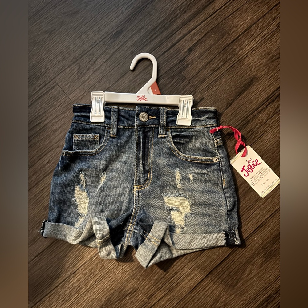 Justice Blue Denim Kids Shorts sz 8